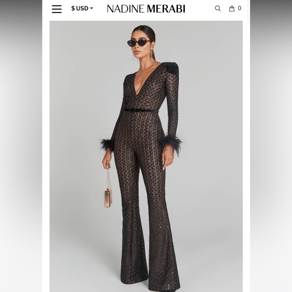 Nadine Merabi Rachel Sequin Jumpsuit